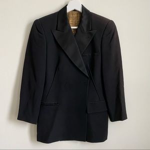 Original Jean Paul Gaultier fitted tuxedo blazer. Satin details corset